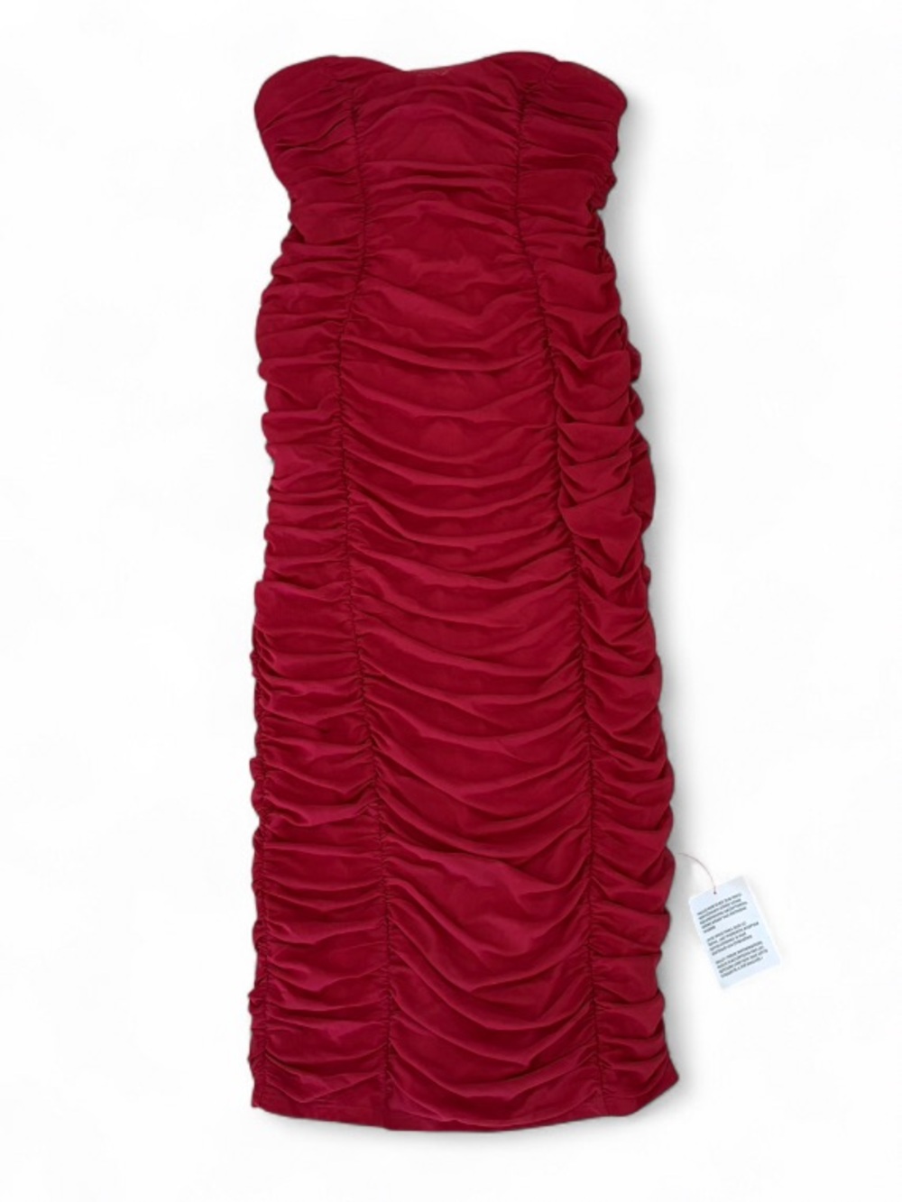 New ASOS Red Strapless Ruched Bodycon Tube Dress Size 8